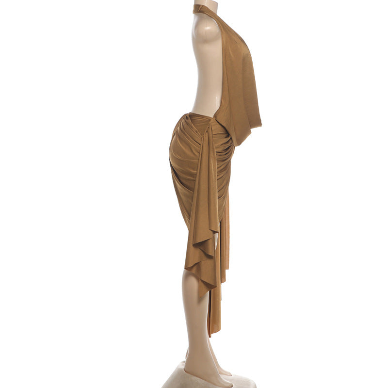Sleeveless Halterneck Backless Mini Dress GZJQ K6D15833A