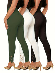 Solid Color Lace Patchwork Pants GDYF 3518