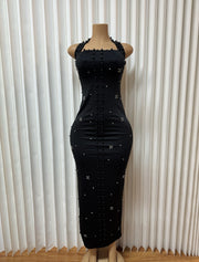 Halterneck Hot Drill Maxi Dress GADE 98311
