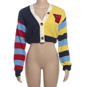 Color Block Letter Print Short Coats GQNF F00038T