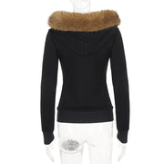 Rivet Zipper Long Sleeve Hooded Coats GPKJ MR50532