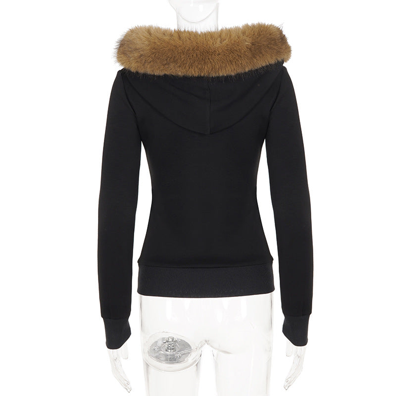 Rivet Zipper Long Sleeve Hooded Coats GPKJ MR50532