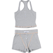 Solid Color Sport Sleeveless Two Piece Shorts Set GZJQ K6S00407A