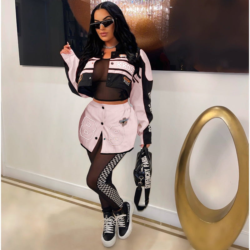 Printed Removable Two Wear Baseball Jacket MDF 5382