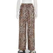 Leopard Print Patchwork Casual Straight Pants MXBF J25PT275