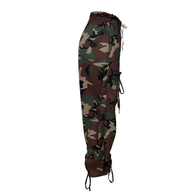 Camouflage Print Lantern Loose Drawstring Pants LSD LD2278