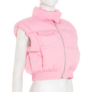 Solid Color Sleeveless Zipper Cotton Vest Jacket GSZM Y25TP352