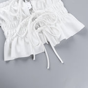 Pleated Tie Up Wrap Chest Tops SUM JY24226MHO