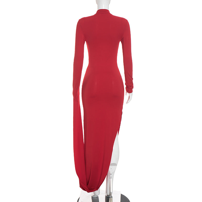 Solid Color Long Sleeve Maxi Dress GDSF D26DS287