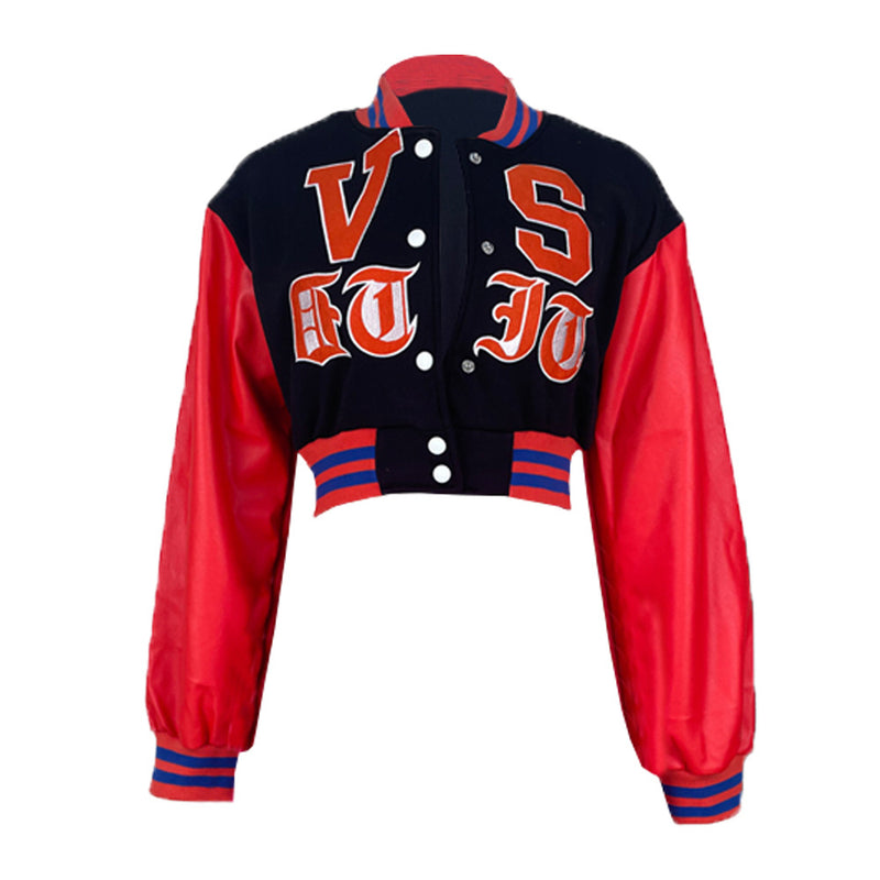Fashion Letter Print Loose Short Baseball Jacket MDF 5348