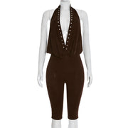 Deep V Neck Backless Seventh Jumpsuit GDSF J26JP015