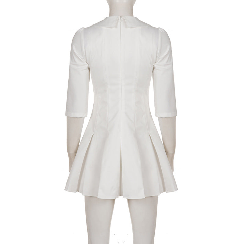 Half Sleeve Single Breasted Mini Dress GPKJ MR50995