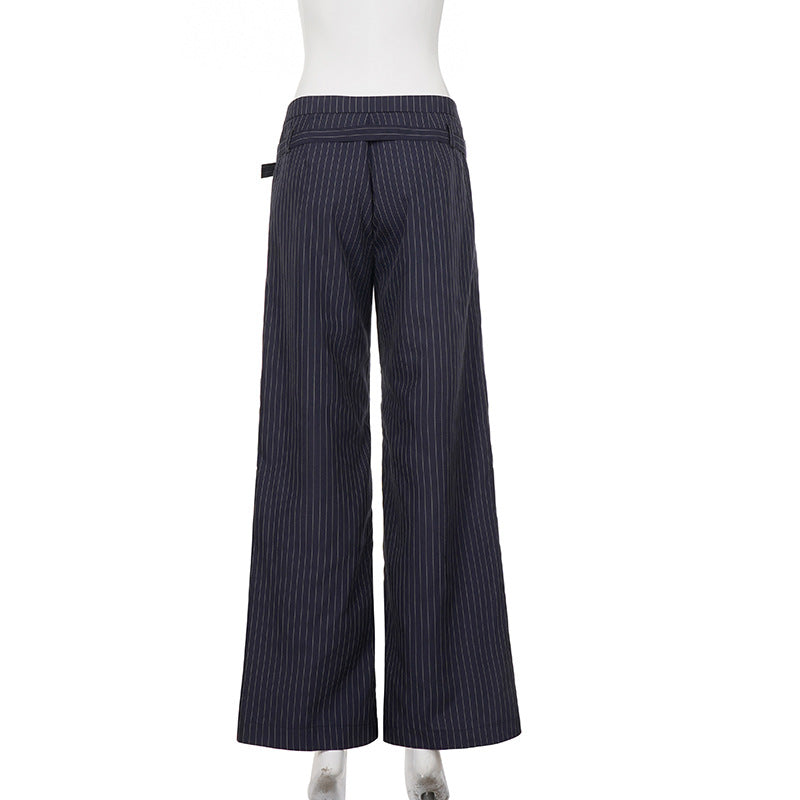 Fashion Stripe Belt Straight Pants GPKJ MR49906