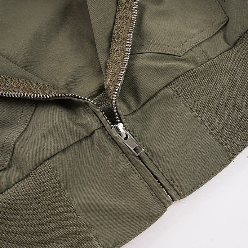 Solid Color Zipper Long Sleeve Jackets GPKJ MR51438