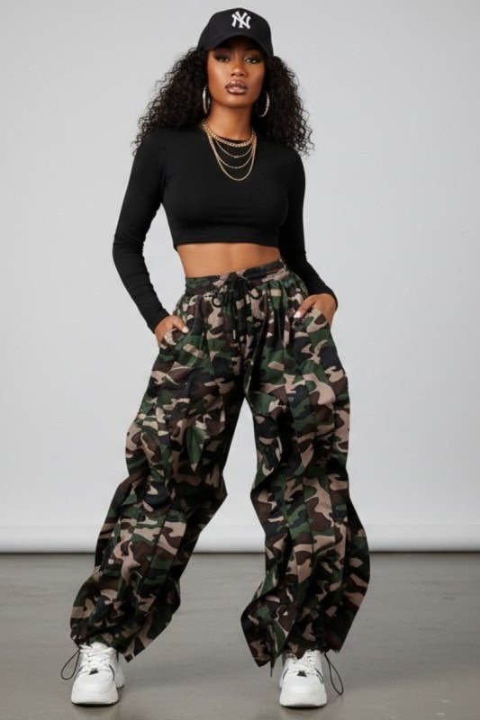 Fashion Print Patchwork Loose Pant GXHF 2011