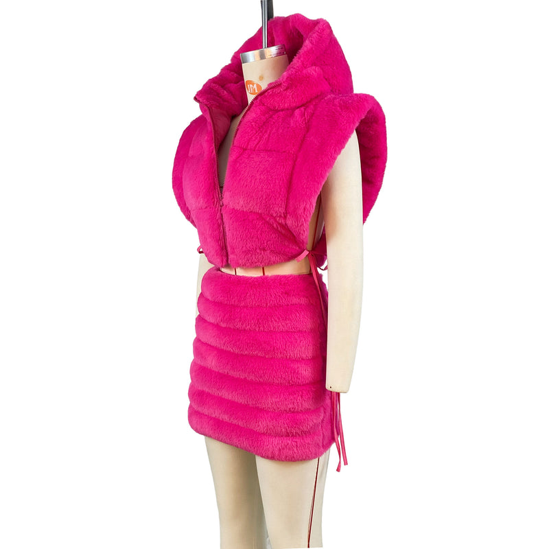 Hooded Short Tie Up Warm Vest Coat ZSD 0625