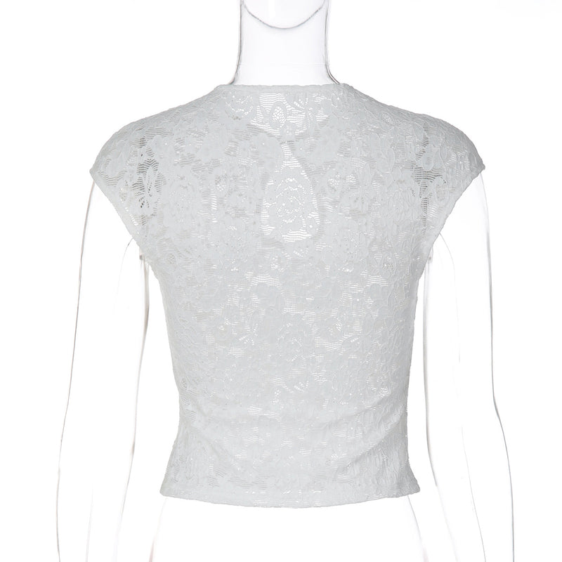 Lace Short Sleeve T Shirt GLAG T6421492F