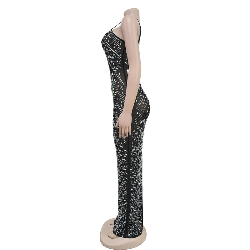 Sexy Hot Drill Solid Color Maxi Dress BY 7160