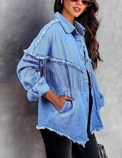 Chain Studded Street Fashion Single Breasted Denim Jacket GYAN 641