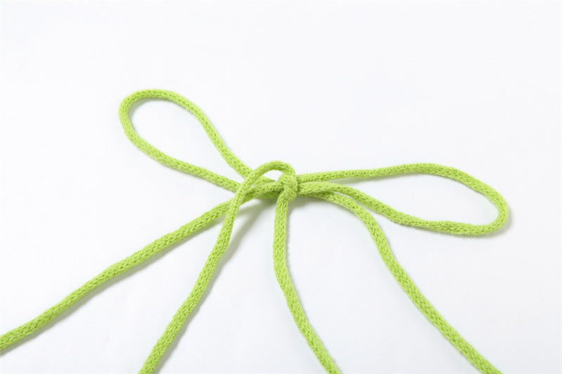 Low Rise Tied Skinny Solid Color Knit Pants XEF 49097