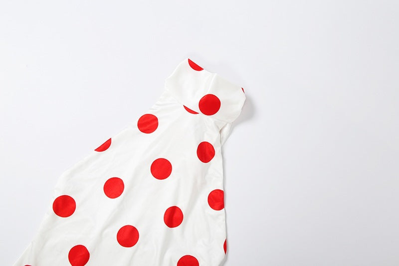 Sleeveless Polka Dot Printed Halterneck Maxi Dress DLSF K6D16498A