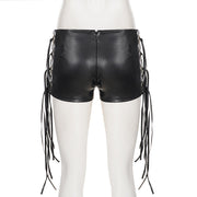 Bandage Tassel Leather Shorts GPKJ MR48780