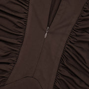 Long Sleeve Zipper Solid Color Mini Dress GSZM C26DS314