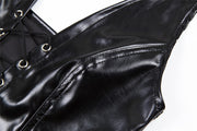 Sexy Halter Tie Up PU Leather Tank Top GYME T1734030