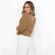 Solid Color Knits V Neck Sweater YMZY 2016
