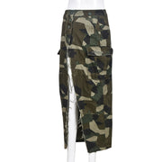Camouflage Print High Split Long Skirt GNZD 8805DD