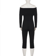 One Shoulder Long Sleeve Knits Jumpsuit GPKJ MR50928