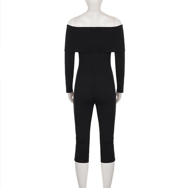 One Shoulder Long Sleeve Knits Jumpsuit GPKJ MR50928