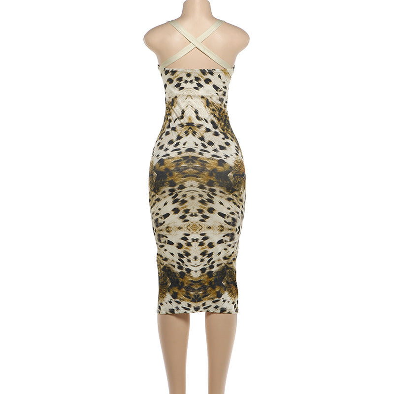 Fashion Printed Sling Maxi Dress DLSF K6D17454A