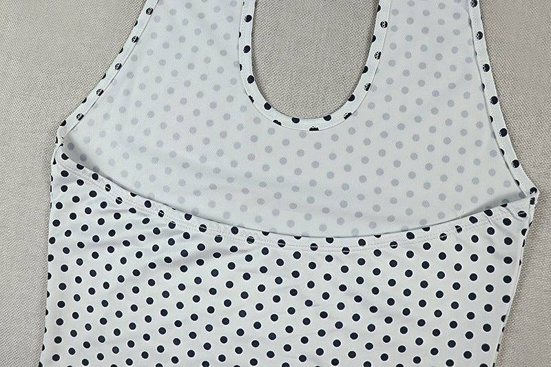 Halterneck V Neck Polka Dot Print Jumpsuit GJYO JS919185