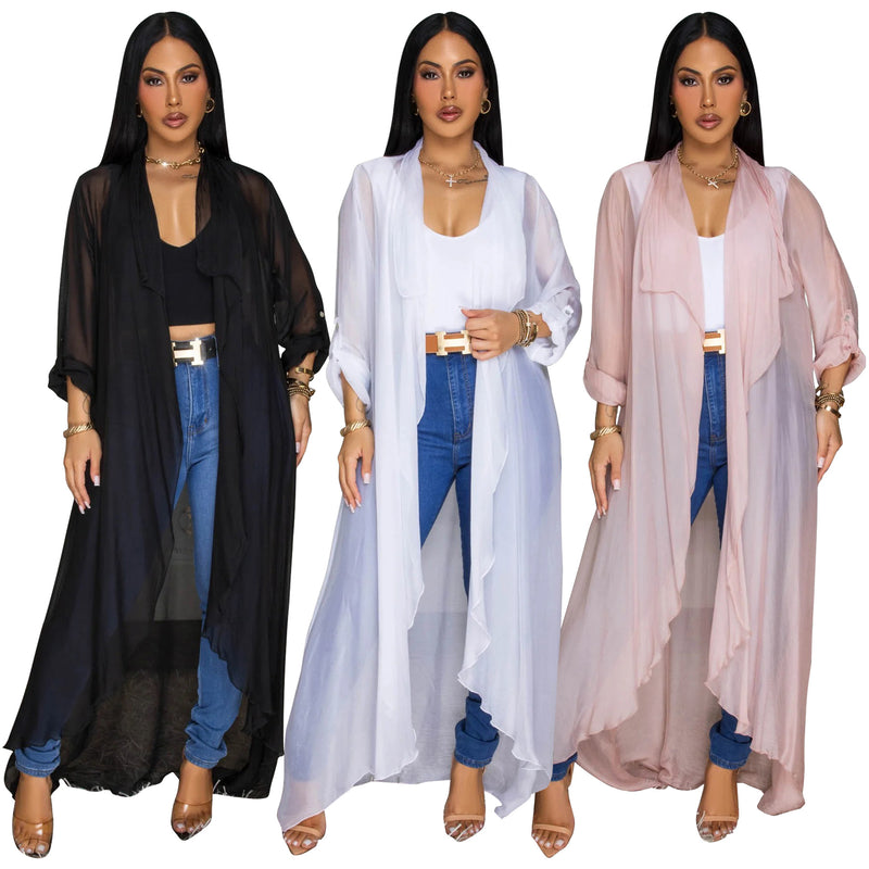 Chiffon Long Cardigan Sun Protection Jacket YF 10834