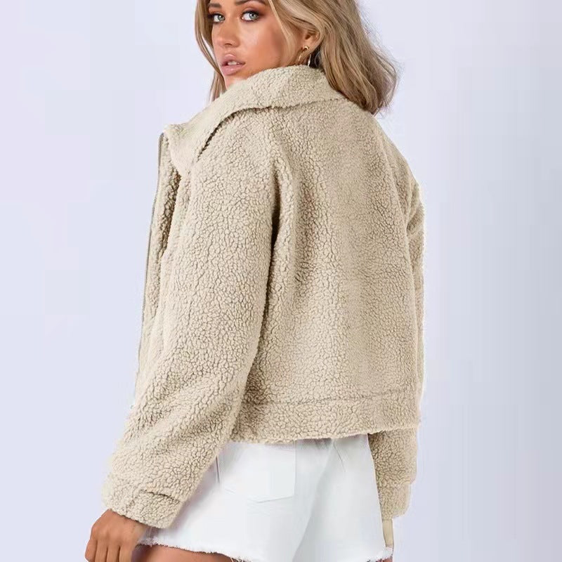 Solid Color Lambswool Zipper Jacket SSNF 2021857