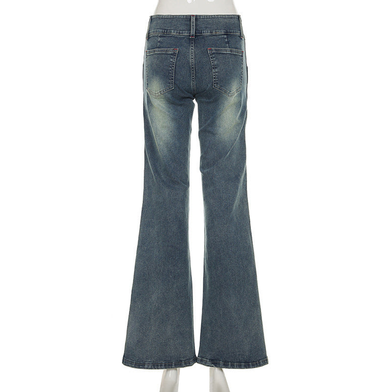 Vintage Low Rise Button Jeans GQLF 6666
