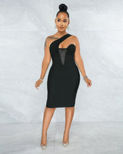 Sexy Patchwork Off Shoulder Bodycon Dress BS 1302