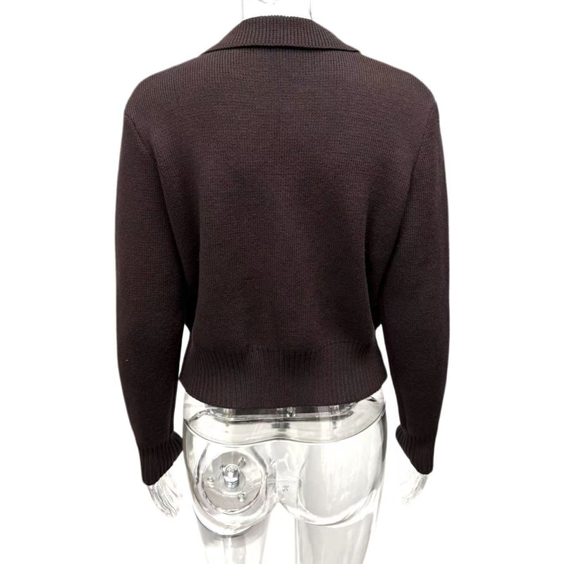 Double breasted Lapel Collar Knit Cardigan Coats GQNF Y00269CM