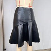 Solid Color Patchwork PU Leather Skirts GPBY SK732