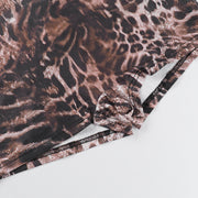 Leopard Print V Neck Romper FL YL25066MHO