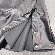 Sexy Button Leather Irregular Skirt GPBY 16512