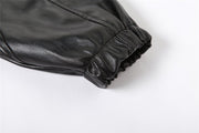Long Sleeved Hooded Faux Leather Jacket HHMY 5613