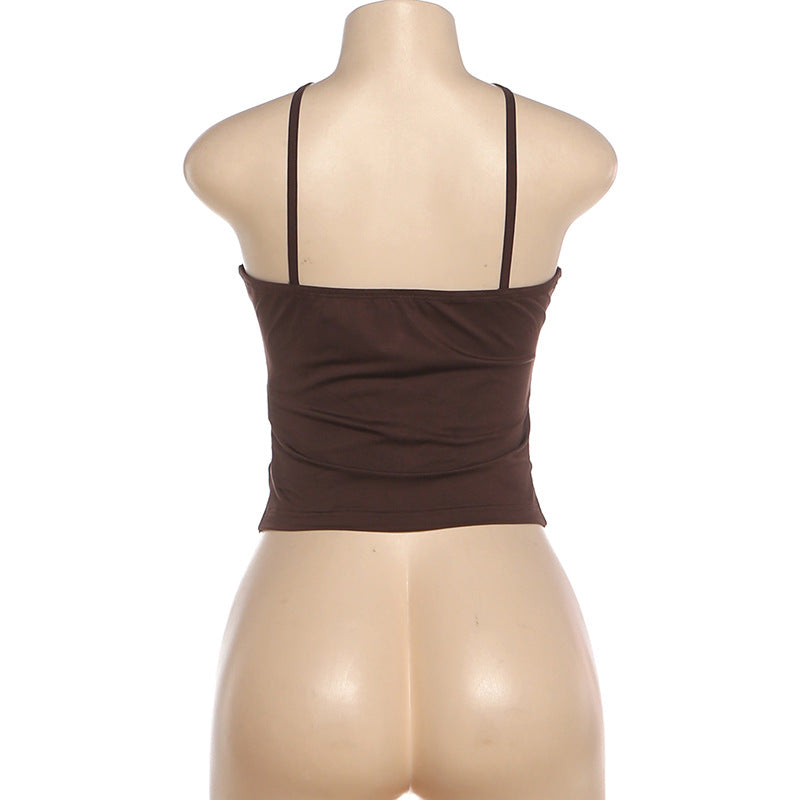 Solid Color Halterneck Tank Tops GZJQ K6B08952A