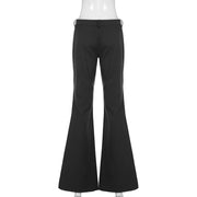 Low Waist Metal Buckle Flare Pants GPKJ MR49498