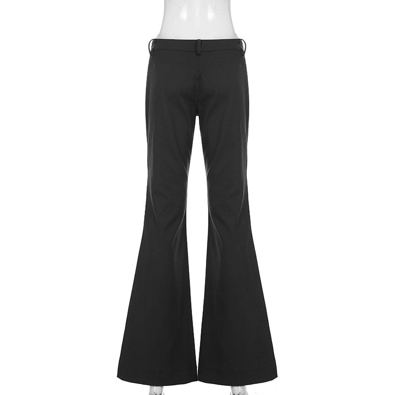 Low Waist Metal Buckle Flare Pants GPKJ MR49498