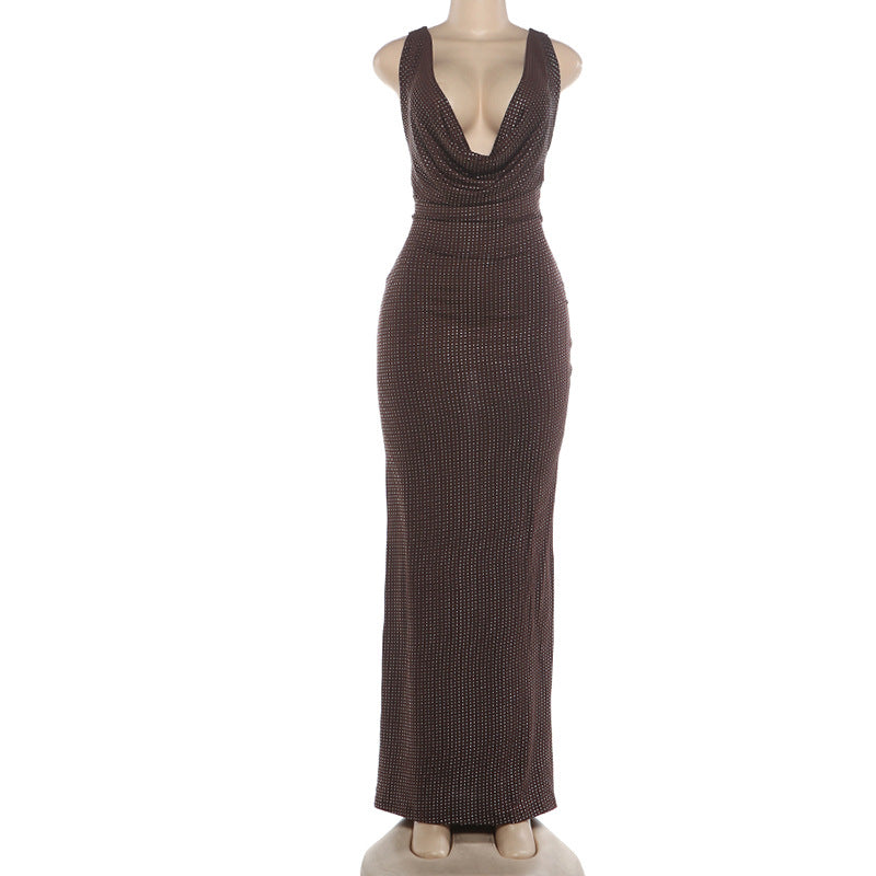 Sexy Sequin Backless Maxi Dress DLSF K6D13690A