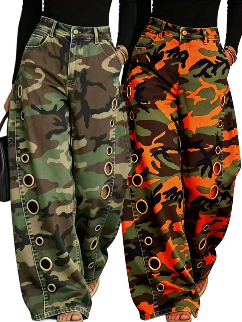 Camouflage Print Loose Jeans OD 8782