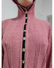 Fashion Patchwork Irregular Knit Hooded Cardigan QXTF 8212