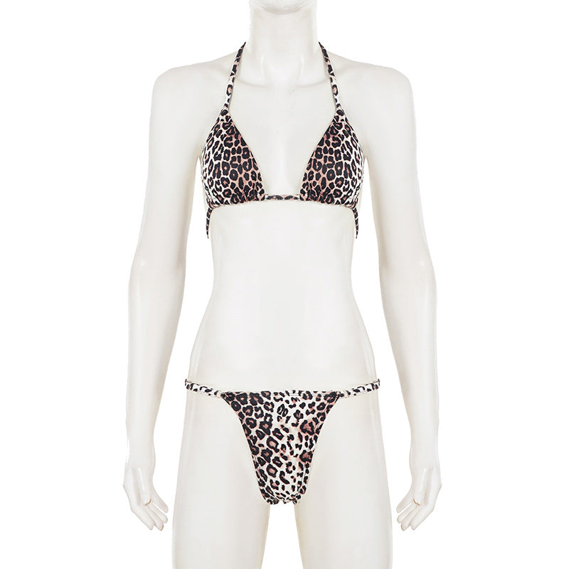Leopard Print Halterneck Bikinis 3 Piece Swimsuit GPKJ MR48041